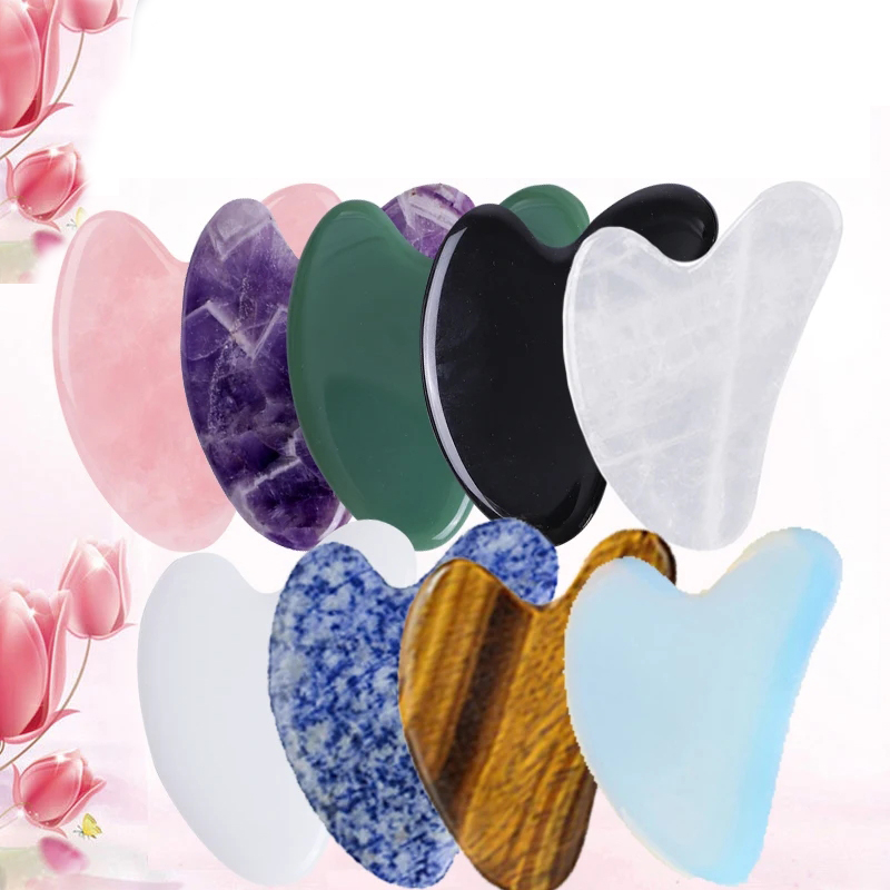 Jade Gua Sha Tool - 10 pz giada naturale Gua Sha